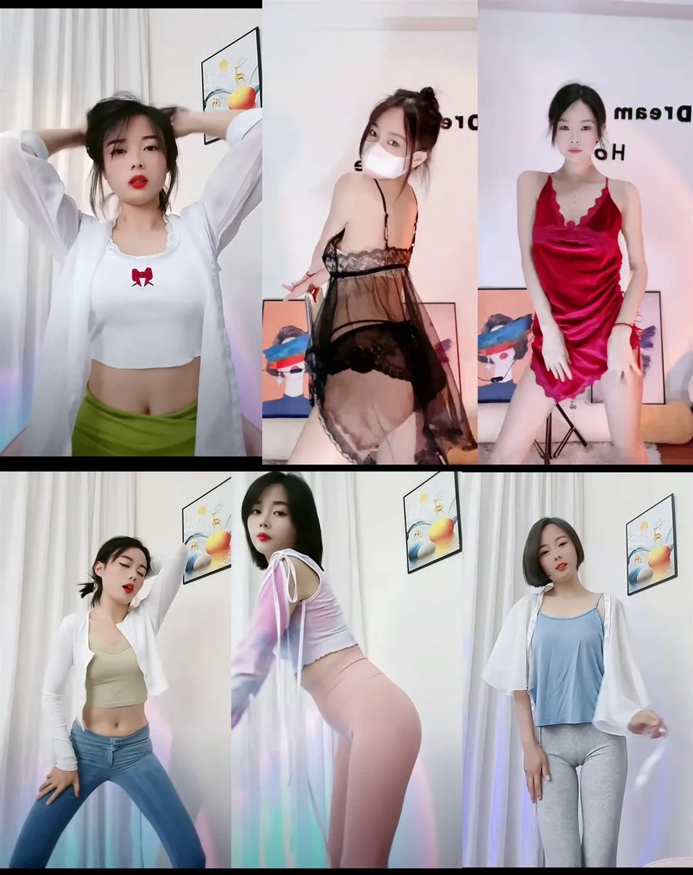 抖音主播 小白+温柔倩倩 福利骚舞瑜伽裤骆驼趾顶顶摇摆21V