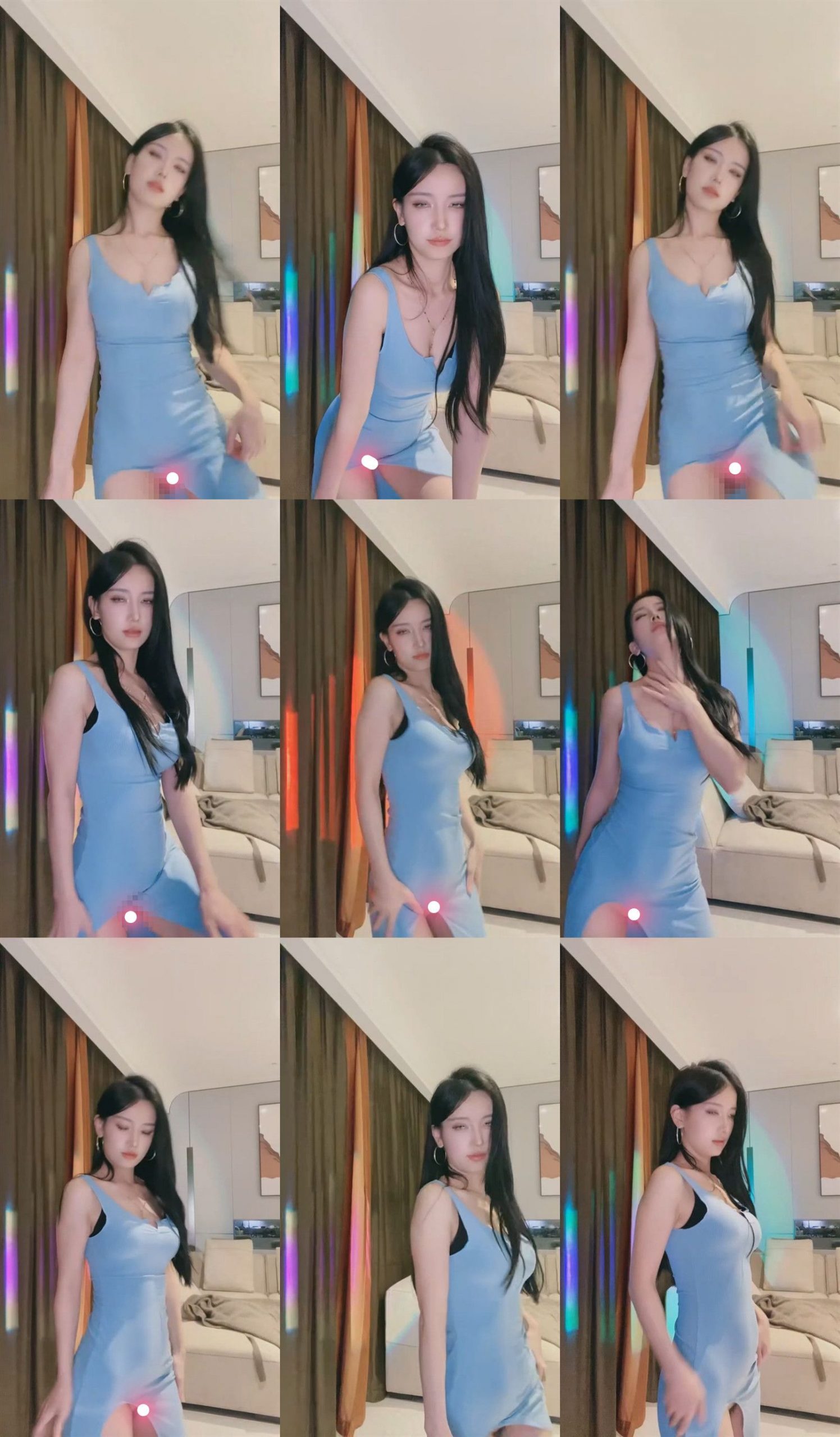 【花椒 宁依纯】直播大尺走光整活热舞 空挡上阵 森林高叉裙！【9V】