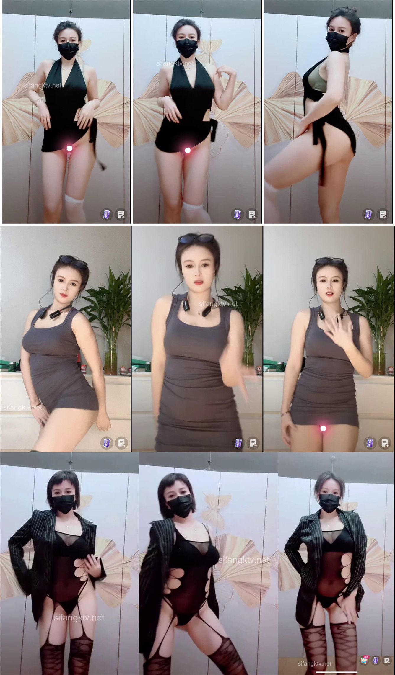 抖音 小阿姨  露脸齐B裙，走光擦边，剪辑大尺度骚舞合集5V