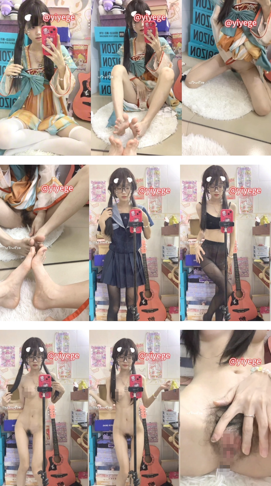 推特新晋级，极品骨感型萝莉福利姬【饭崽yiyege】露脸不雅自拍