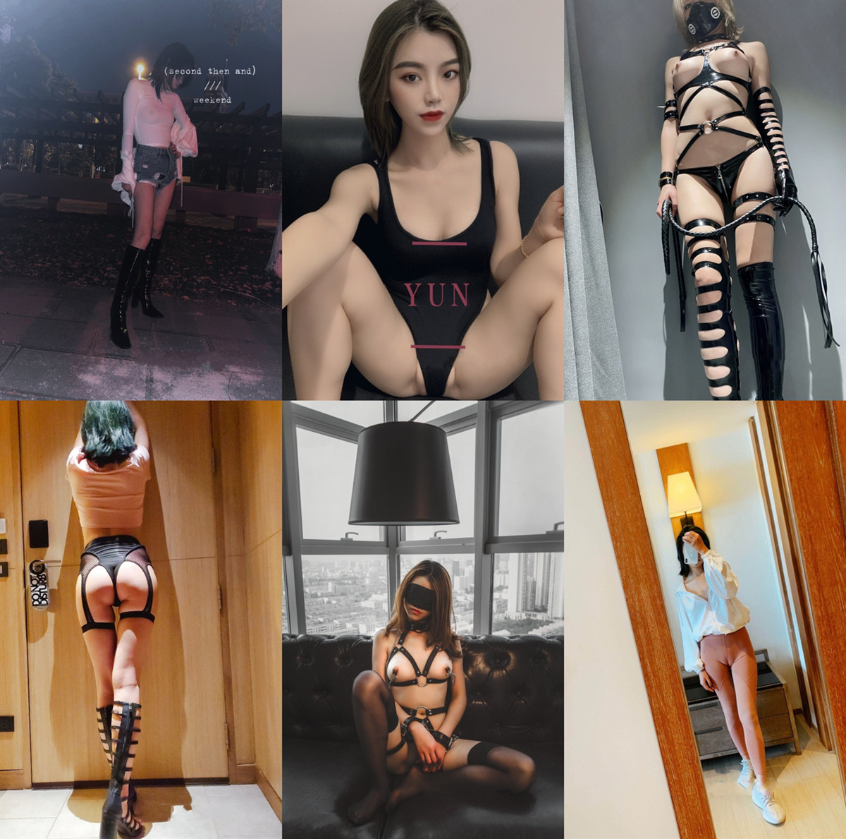 模特身材气质，推特露出婊【yunbit】各种公共场合大胆穿着，露出啪啪